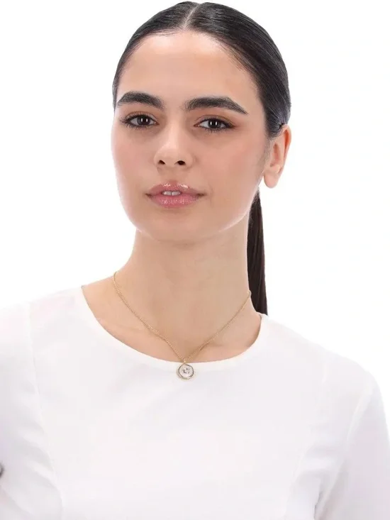 NWT! COACH Mother Of Pearl Signature Coin Pendant Necklace - Picture 4 of 6